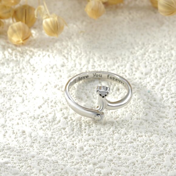 Animal Ring Sterling Silver Ferret Jewelry Gift for Women Ferret Lovers - Picture 3 of 6